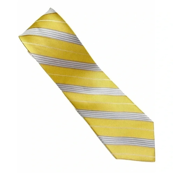 IZOD Yellow Woven Silk Stripe Tie - Picture 2 of 11